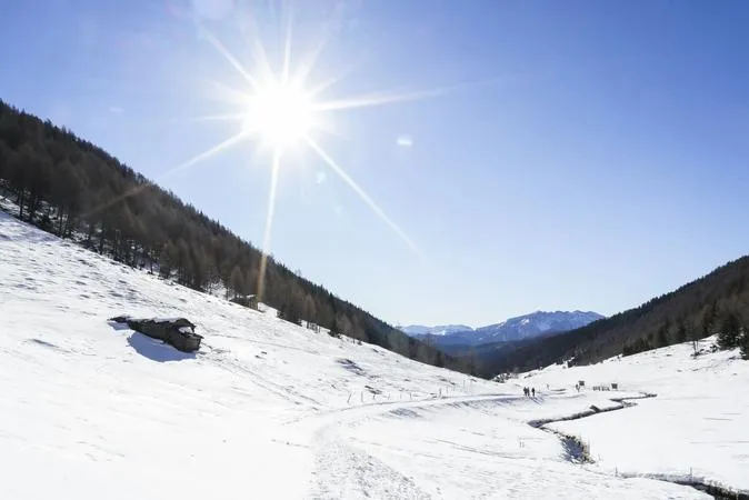 Discesa su pista da slittino a Maranza in Val Pusteria